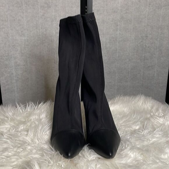 Black,  leather toe,  sock booties size 8. NWOT - Picture 5 of 7